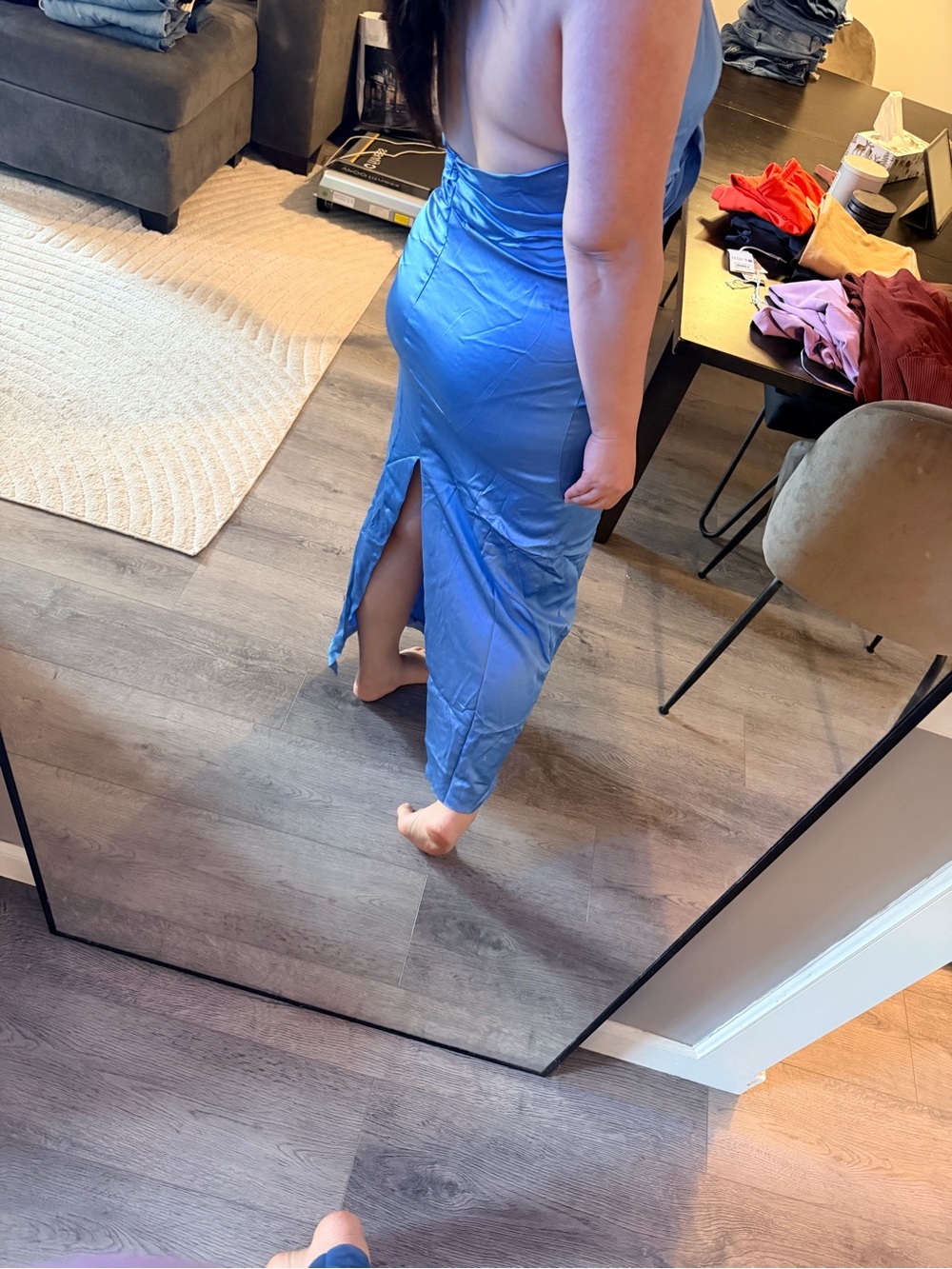 Zara Sapphire Blue Halter Satin Maxi Dress - Picture 5 of 5